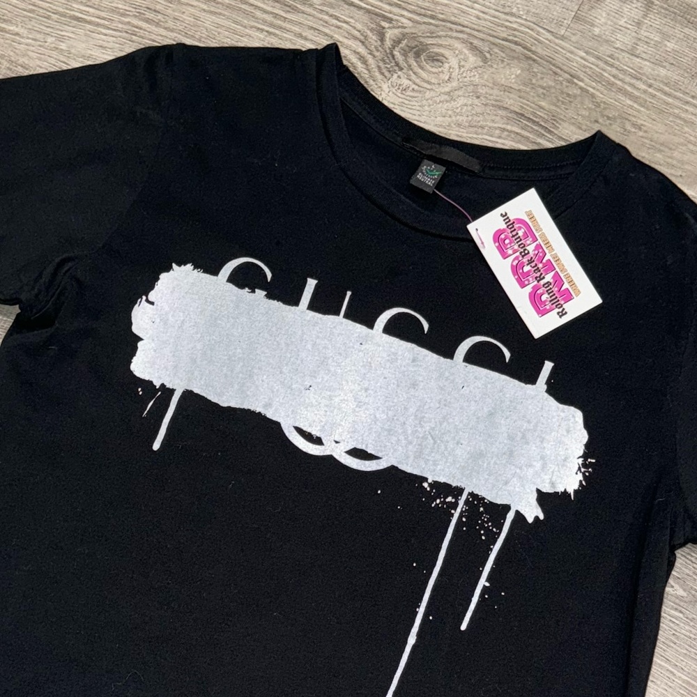 NWT GUCCI CROSSOUT BLACK LOGO TEE SHIRT L URBAN OUTFITTERS KITH - Picture 2 of 5